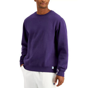 Russell Athletic Men Solid Fleece Sweatshirt Purple Size S 1492